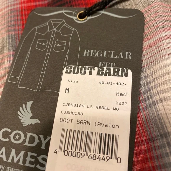 NWT Cody James Boys Size Medium Red Black White Plaid Pearl Snap Western Shirt - Picture 8 of 8